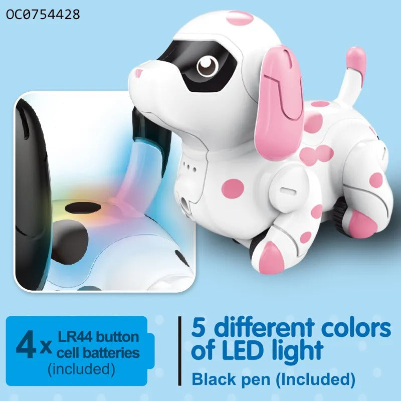 Fidtoy Inductive Dog Robot Follow the Line Toy with Color Changing Sounds and STEM Drawing Play