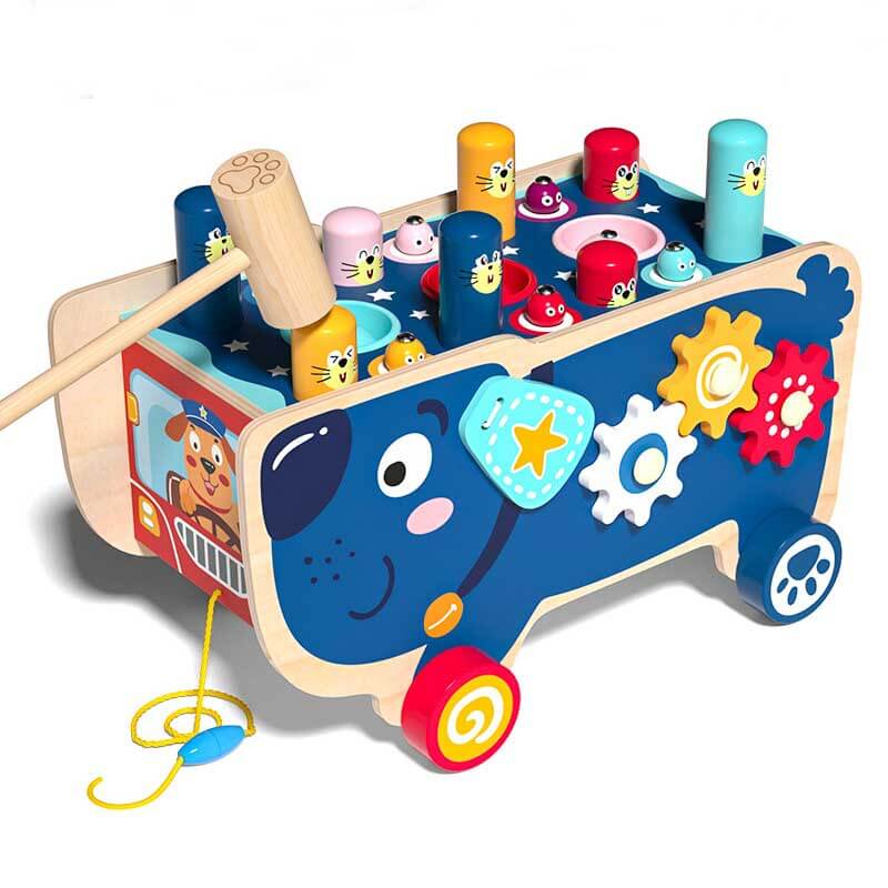 Fidtoy 5-in-1 Wooden Hammer Activity Toy for Toddlers | Hand-Eye Coordination & Cognitive Skills