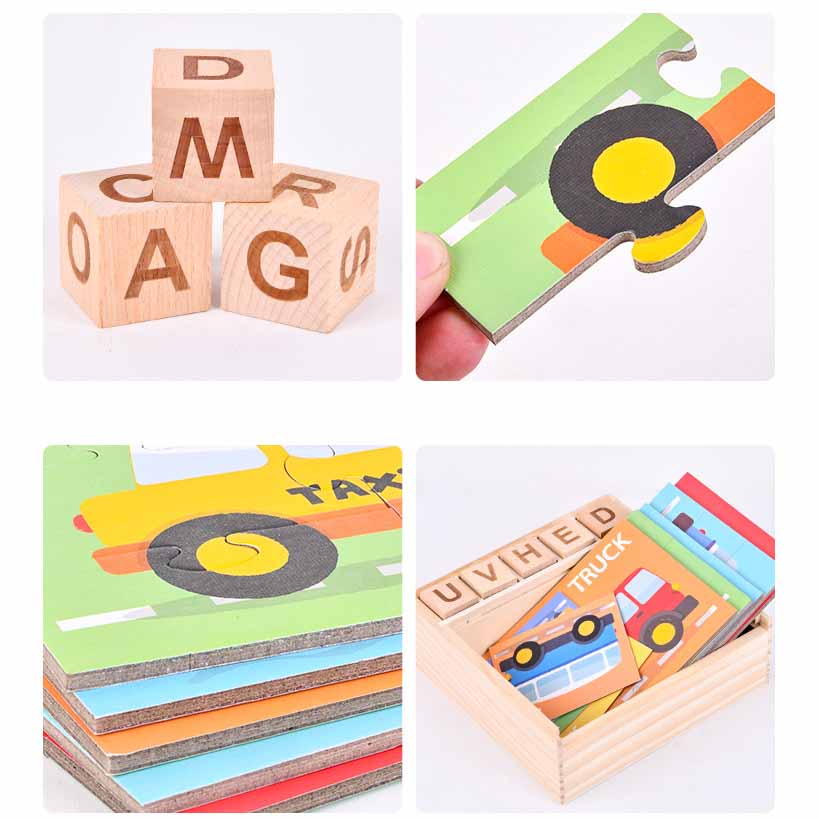 Jeu d'orthographe de l'alphabet en bois Fidtoy, jouet éducatif Montessori pour les enfants d'âge préscolaire et les tout-petits