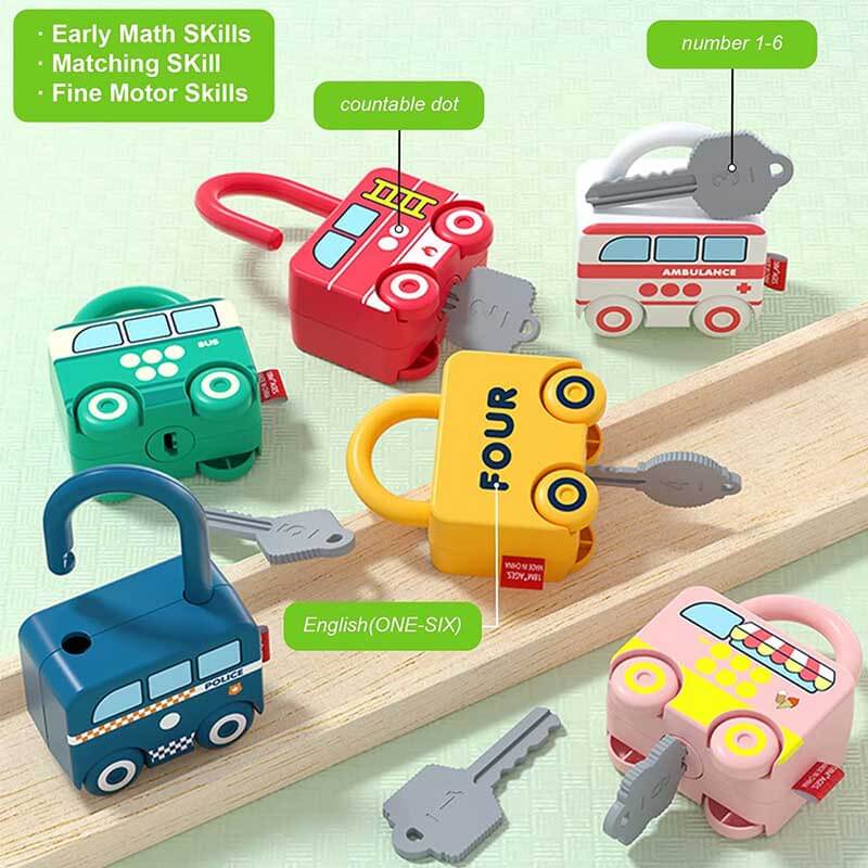 Fidtoy Montessori Number Matching Toy Cars for Toddlers Quiet Time Learning Toy for 1 2 3 Year Old Kids Travel Play Counting Game Fine Motor Skills Educational Toy
