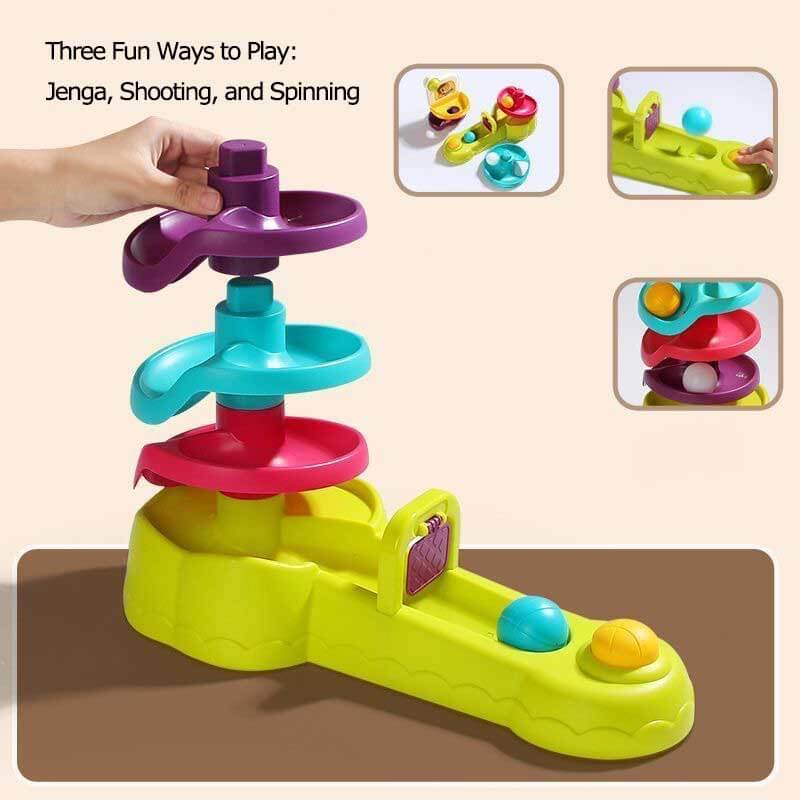 Fidtoy Wooden Marble Run Toy for Toddlers | STEM Building Set for Fine Motor Skills & Logic Development