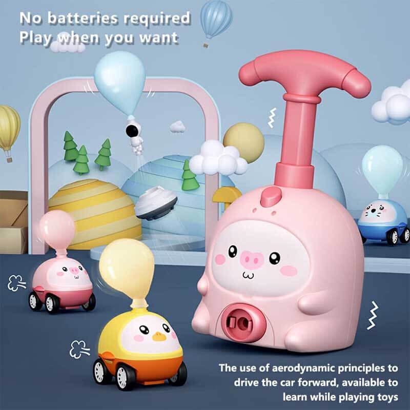 Fidtoy Balloon-Powered Car Toy for Toddlers 1-5 | STEM Learning & Dual-Mode Racing and Flying