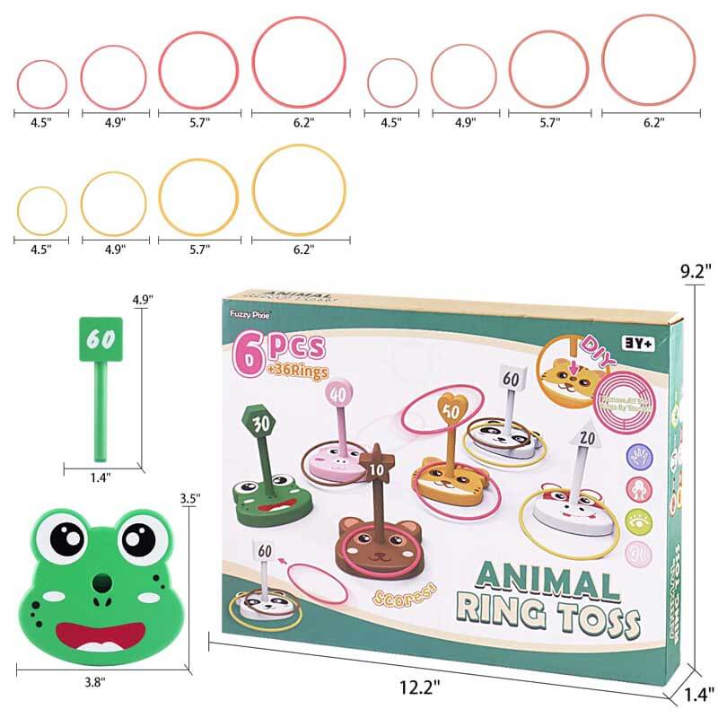 Fidtoy 42PCS Juego de Lanzamiento de Aros y Bolsas de Frijoles para Niños 3+ | Juguete de Aprendizaje de Coordinación Mano-Ojo y Conteo