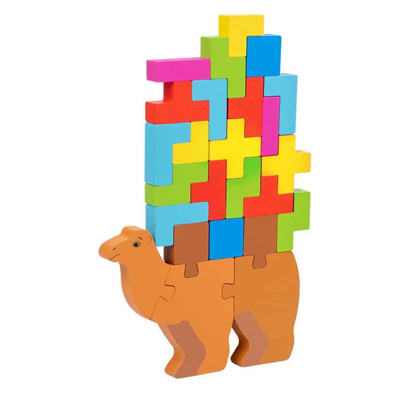 Fidtoy Wooden Balance Stacking Toy Tetris Blocks for Kids