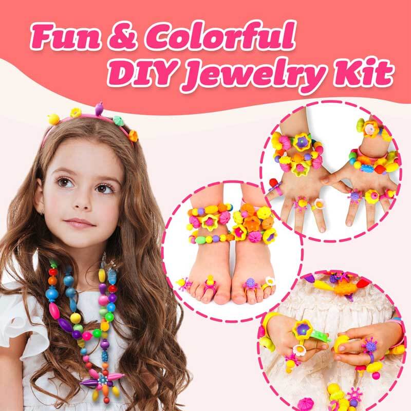 Fidtoy Pop Beads Jewelry Kit for Girls – Creative Bracelet & Necklace Making Toy