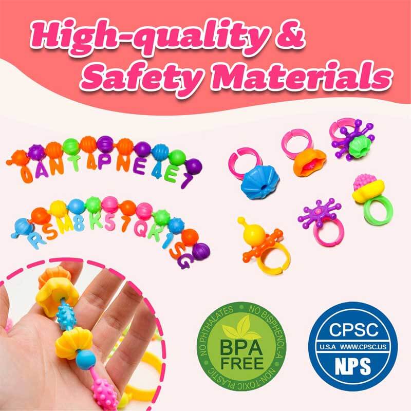 Fidtoy Pop Beads Jewelry Kit for Girls – Creative Bracelet & Necklace Making Toy