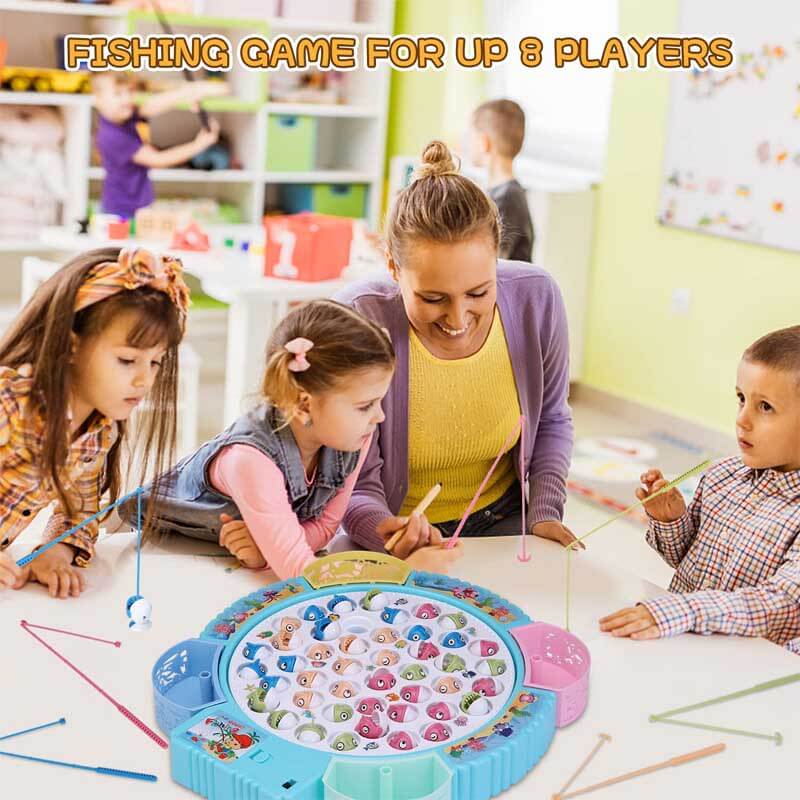 Fidtoy Ensemble de Jouets de Pêche Jeu de Société Rotatif Multijoueur pour Enfants