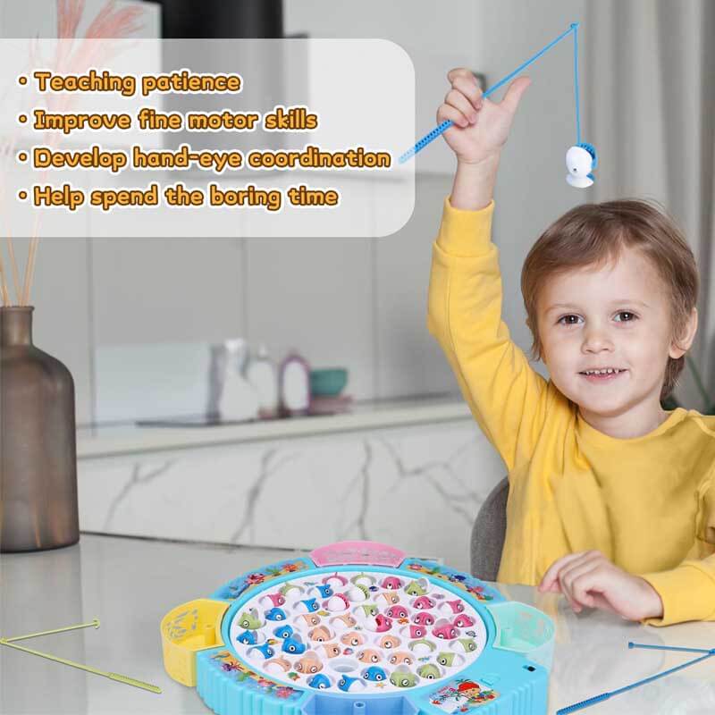 Fidtoy Ensemble de Jouets de Pêche Jeu de Société Rotatif Multijoueur pour Enfants
