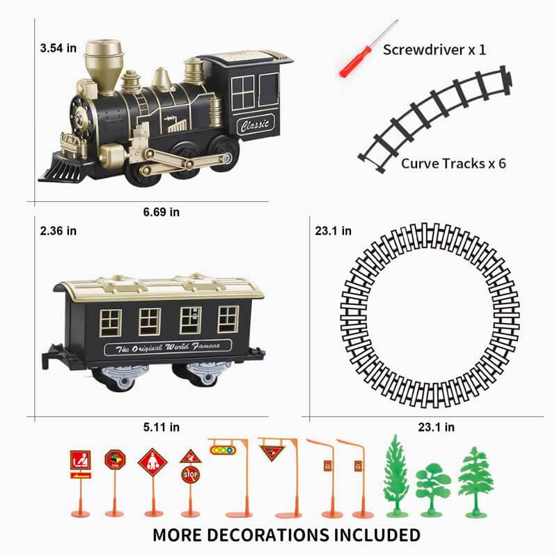 Juego de tren eléctrico Fidtoy con luces y sonido para niños