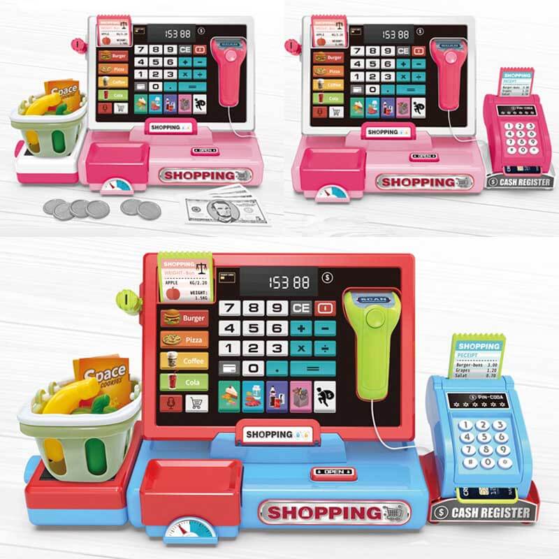 Fidtoy Kids Cash Register Toy Pretend Play Supermarket Set
