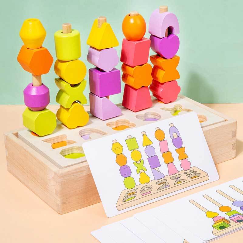 Fidtoy Wooden Shape and Number Learning Board for Kids – Montessori Counting Rings Math Toy