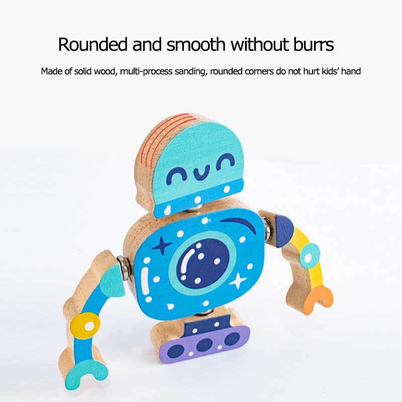 Juguete de construcción de robot de madera Fidtoy, juego de encastre para niños