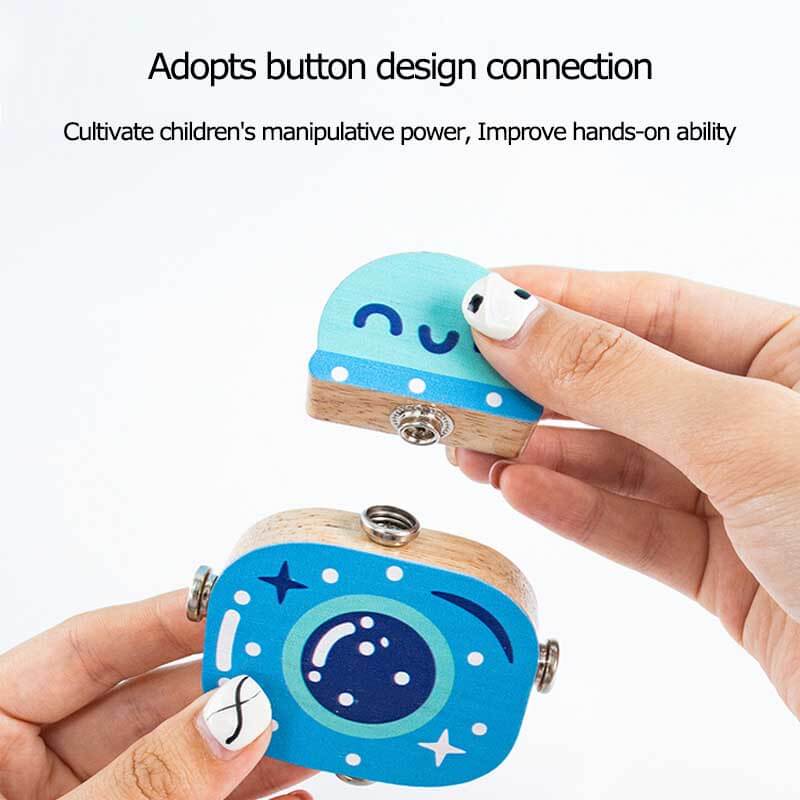 Juguete de construcción de robot de madera Fidtoy, juego de encastre para niños
