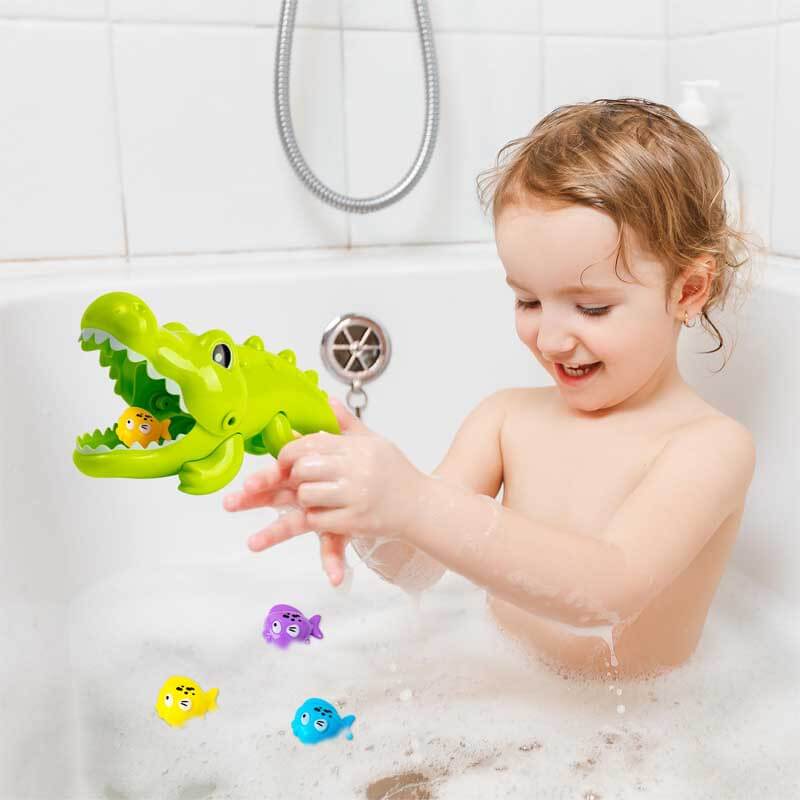 Fidtoy Crocodile & Fish Bath Toy Set for Toddlers Ages 1-5 – Safe Interactive Water Play
