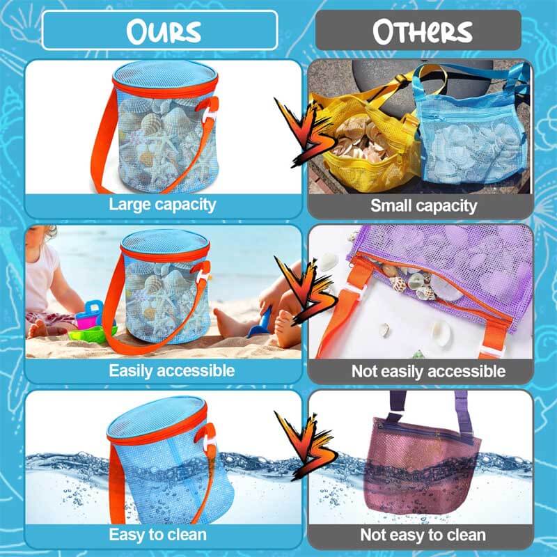 Fidtoy Mesh Beach Shell Storage Bucket Kids Toy Organizer Set