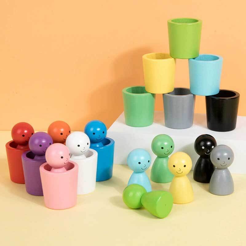 Fidtoy Tazas de Clasificación de Colores Juguete de Madera Montessori Set de Combinación