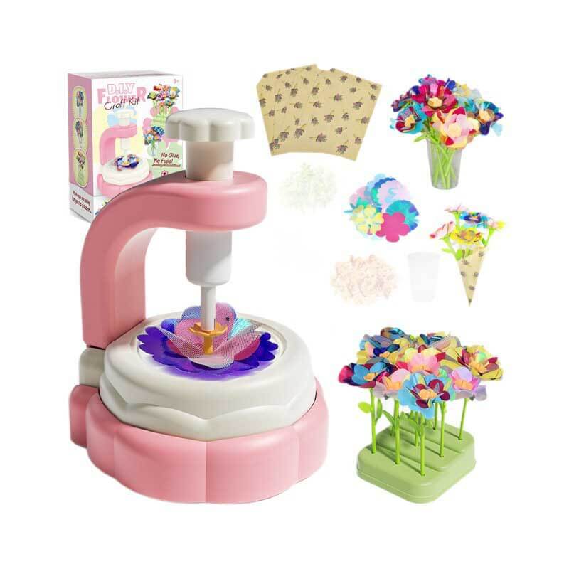 Fidtoy Juego de máquina giratoria para hacer ramos de flores de tela DIY – Juguete educativo creativo para niños
