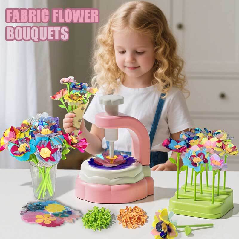 Fidtoy Juego de máquina giratoria para hacer ramos de flores de tela DIY – Juguete educativo creativo para niños