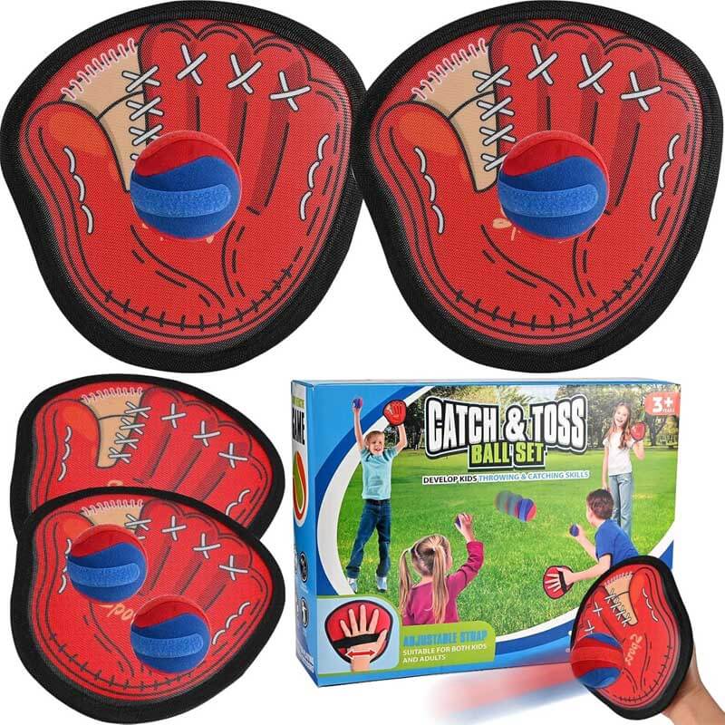 Fidtoy Toss and Catch Ball Set for Kids Outdoor Game with Paddle and Sticky Balls