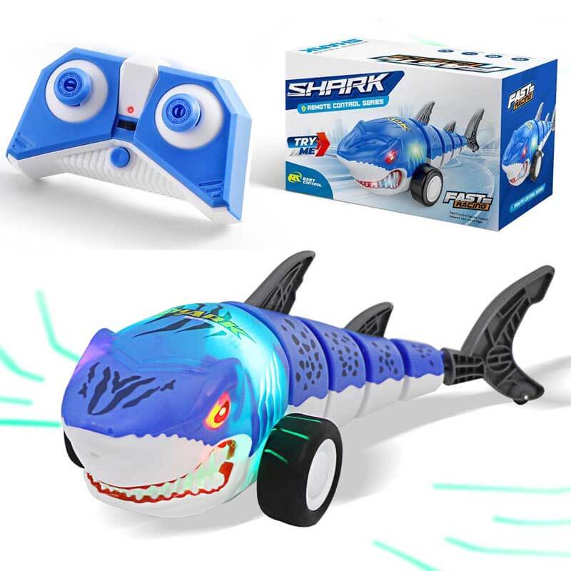 Fidtoy Coche Teledirigido de Tiburón con Luces LED, Vehículo RC de Tiburón de 2.4GHz, Derrape de 360 Grados, Coche Teledirigido para Niños, Juego Interior y Exterior