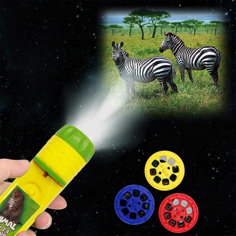 Fidtoy Proyector de Juguete con Linterna para Niños Luz de Aprendizaje Animal y Espacial