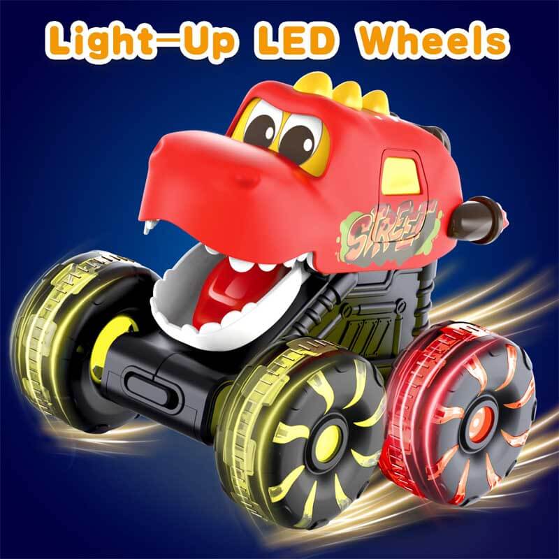 Juego de camiones monstruo de dinosaurios Fidtoy para niños pequeños con luces LED