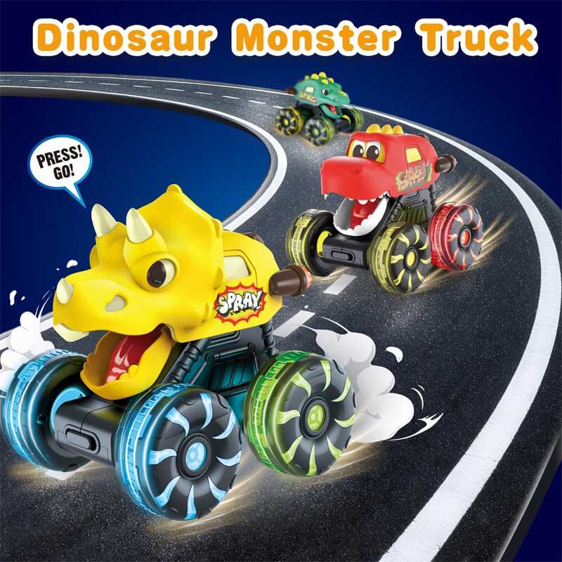 Juego de camiones monstruo de dinosaurios Fidtoy para niños pequeños con luces LED