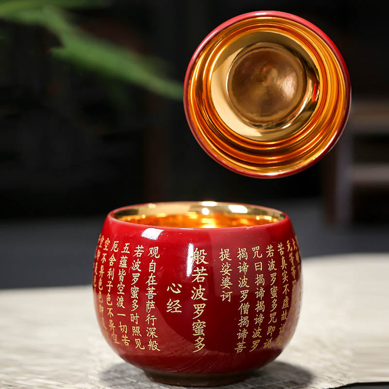 Buddha Stones Heart Sutra Great Compassion Mantra Engraved Ceramic Teacup Kung Fu Tea Cup Cup BS 3