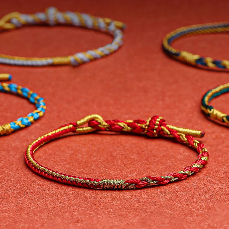 Buddha Stones Handmade Chinese Zodiac Rabbit Rooster Rat Horse Dragon Protection Braid String Bracelet Bracelet BS 7