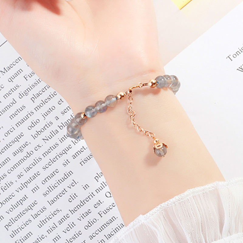 Buddha Stones Moonstone Strawberry Quartz PiXiu Healing Bracelet Bracelet BS 3