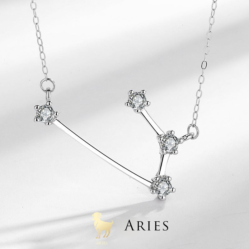 Collar Foviel de plata de ley 925 con las 12 constelaciones del zodiaco