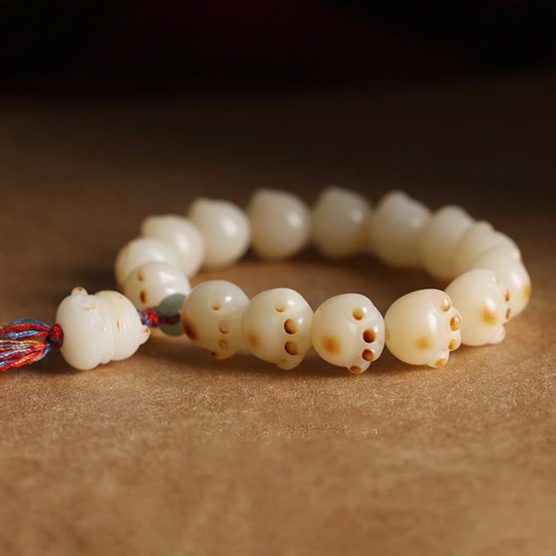 Buddha Stones Cute Lucky Cat Bodhi Seed Cat Paw Harmony Bracelet Bracelet BS 2