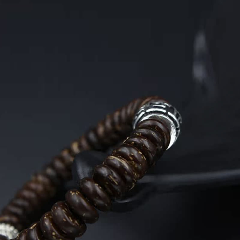 Buddha Stones Natural Tibetan Coconut Shell Om Mani Padme Hum Positive Bracelet Bracelet BS 16
