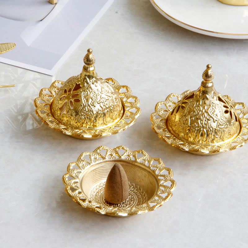 Buddha Stones Tibetan Gold Mini Meditation Incense Burner Incense Burner BS Gold