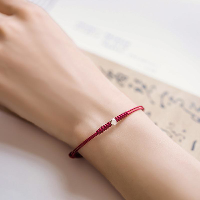 Buddha Stones 925 Sterling Silver Luck Bead Protection Red String Braided Bracelet Bracelet BS 10