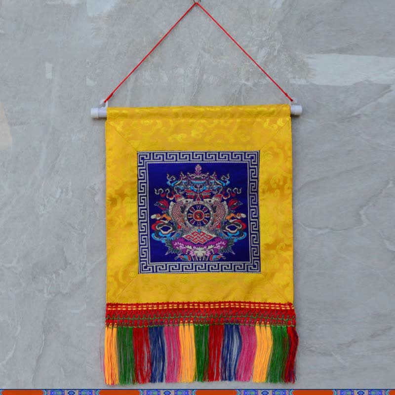 Buddha Stones Vajra Auspicious Symbols Spiritual Power Wall Art Wall Art BS 8 Auspicious Symbols Blue