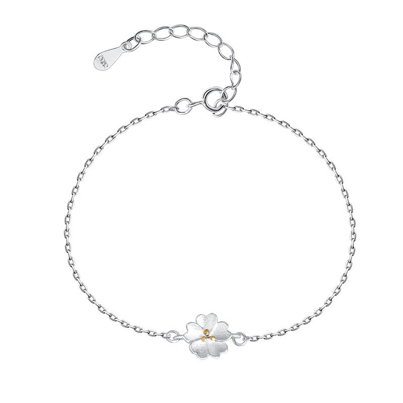 Buddha Stones 925 Sterling Silver Cherry Blossom Blessing Chain Bracelet Bracelet BS 8