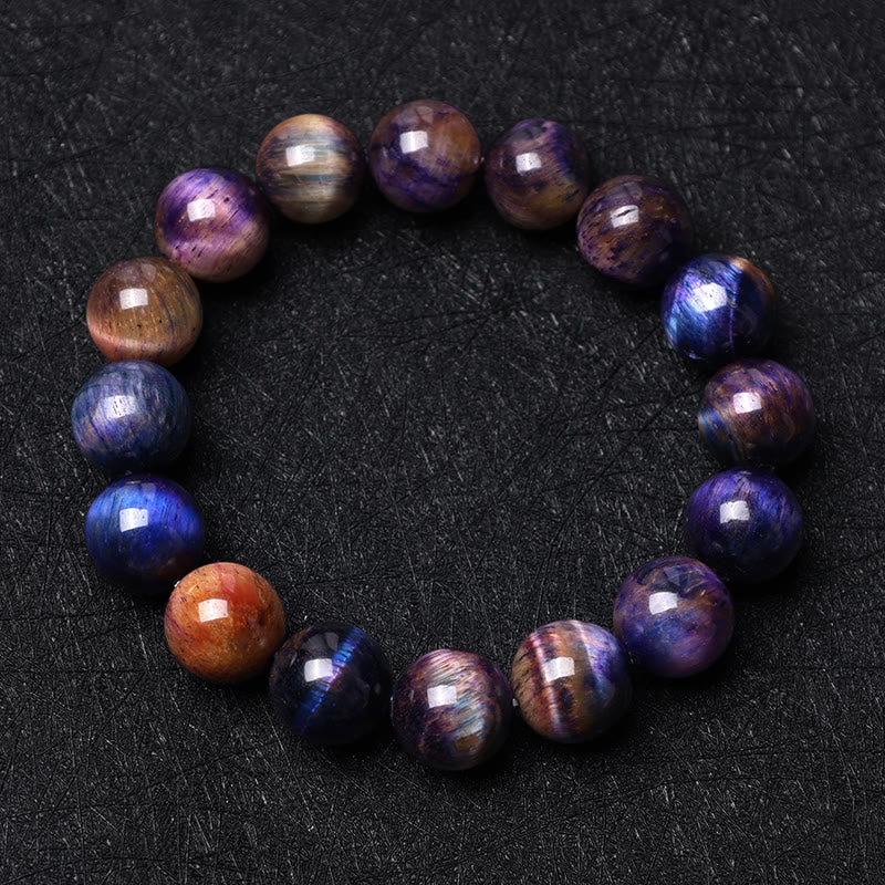 Buddha Stones Natural Purple Tiger Eye Protection Strength Bracelet Bracelet BS main