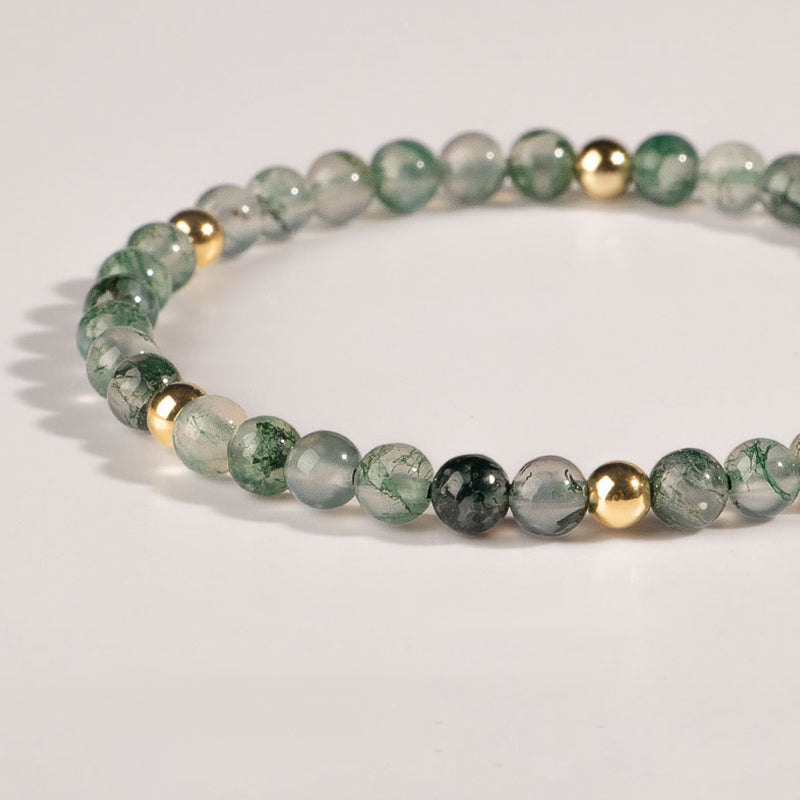 Buddha Stones Moss Agate Lucky Balance Bracelet Bracelet BS 3