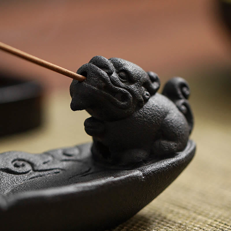 Buddha Stones Auspicious Clouds Pixiu Healing Ceramic Stick Incense Burner Decoration Incense Burner BS 6