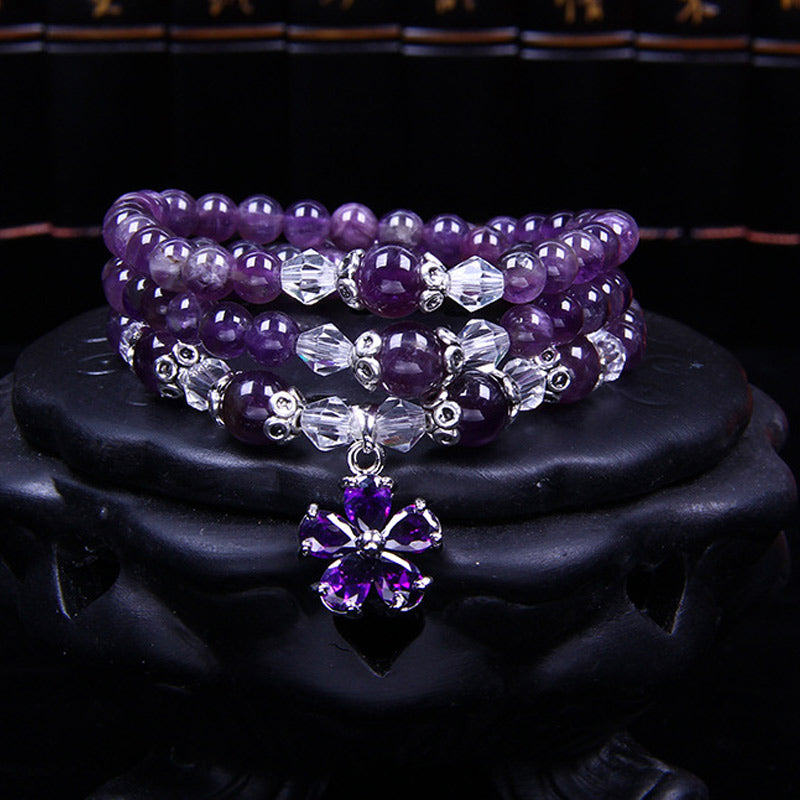 Buddha Stones Tibetan Amethyst Blessing Bracelet Mala Bracelet BS 6mm Amethyst