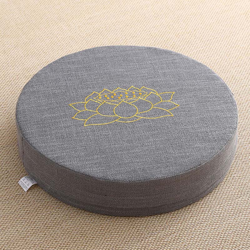 Buddha Stones Lotus Embroidery Cotton Linen Meditation Seat Cushion Decorations BS Soft 40cm*10cm DimGray