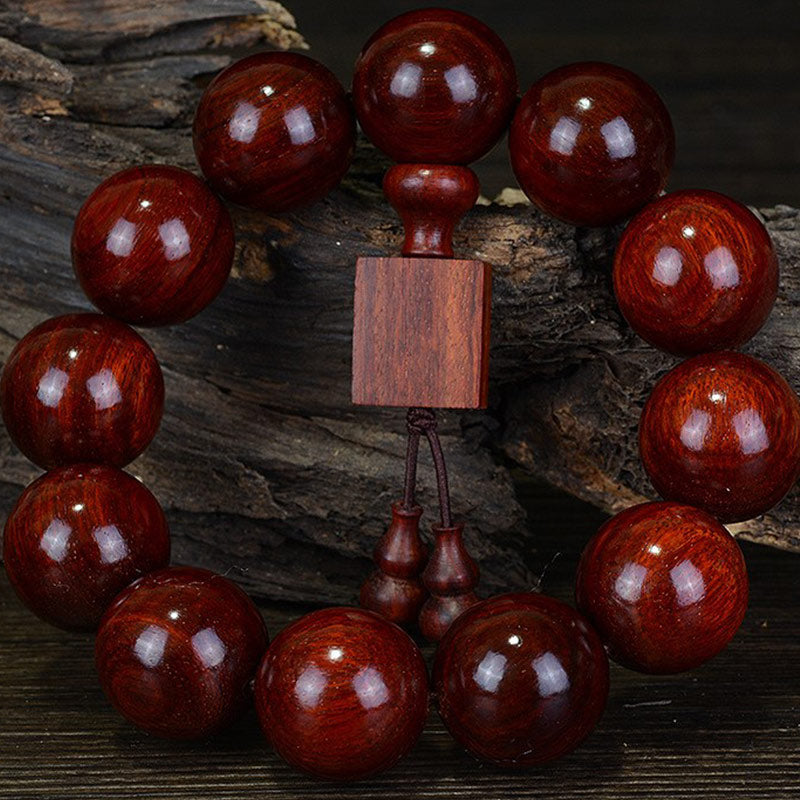 Buddha Stones Tibetan Small Leaf Red Sandalwood Relaxation Bracelet Bracelet BS 1