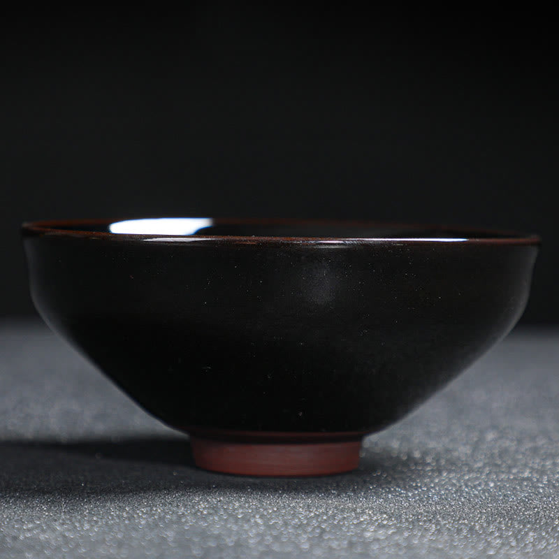 Buddha Stones Gold Maple Leaf Chinese Jianzhan Ceramic Teacup Tenmoku Kung Fu Tea Cup Bowl Jian Zhan Tea Cup BS 18