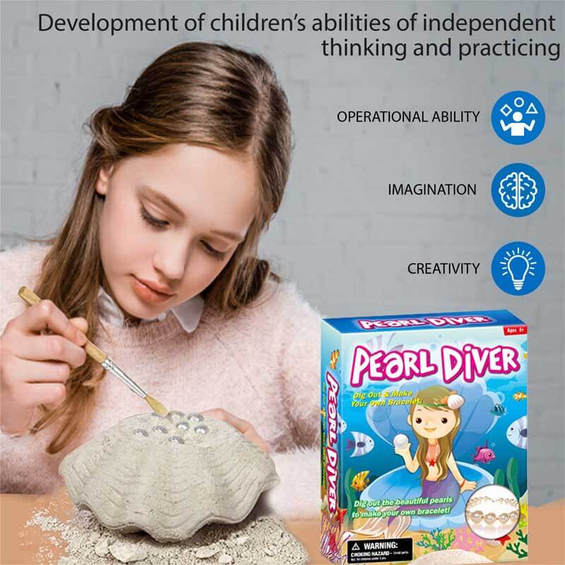 Fidtoy Seashell Excavation Kit for Kids 3+ – STEM Learning & DIY Pearl Bracelet Activity