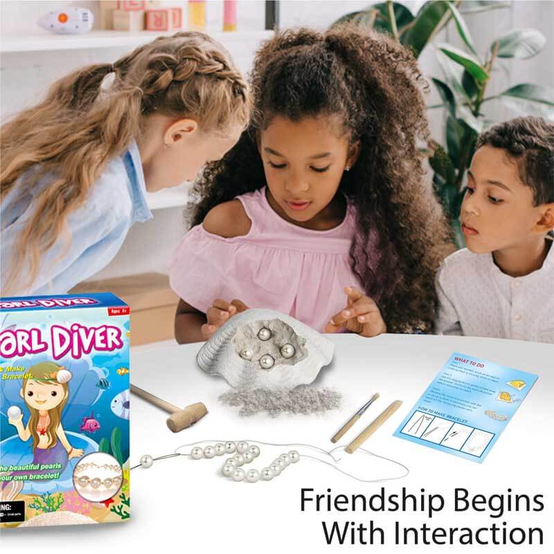 Fidtoy Seashell Excavation Kit for Kids 3+ – STEM Learning & DIY Pearl Bracelet Activity