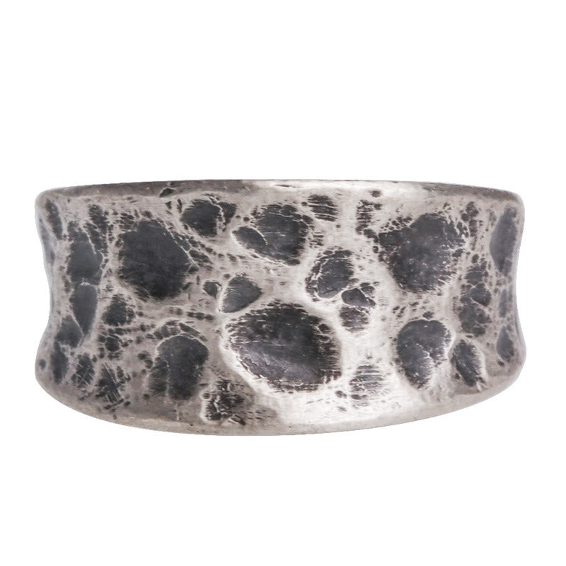 Bague de protection Foviel en argent sterling 925 avec texture bosselée