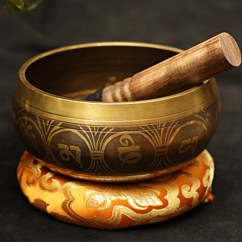 Buddha Stones Tibetan Meditation Sound Bowl Handcrafted for Healing and Mindfulness Support Protection Singing Bowl Set Singing Bowl BS 7