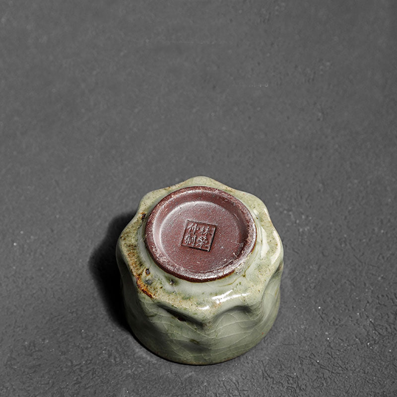 Buddha Stones Handcrafted Simple Cracked Ice Texture Chinese Jianzhan Ceramic Teacup Kung Fu Tea Cup Jian Zhan Tea Cup BS 8