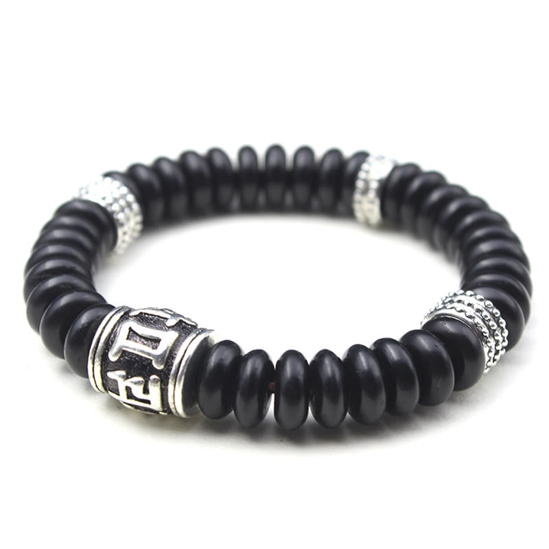 Buddha Stones Natural Tibetan Coconut Shell Om Mani Padme Hum Positive Bracelet Bracelet BS 9